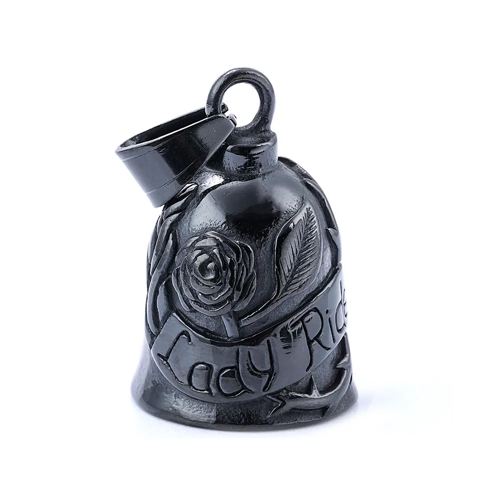 Rose Lady Rider Biker Bell Pendant