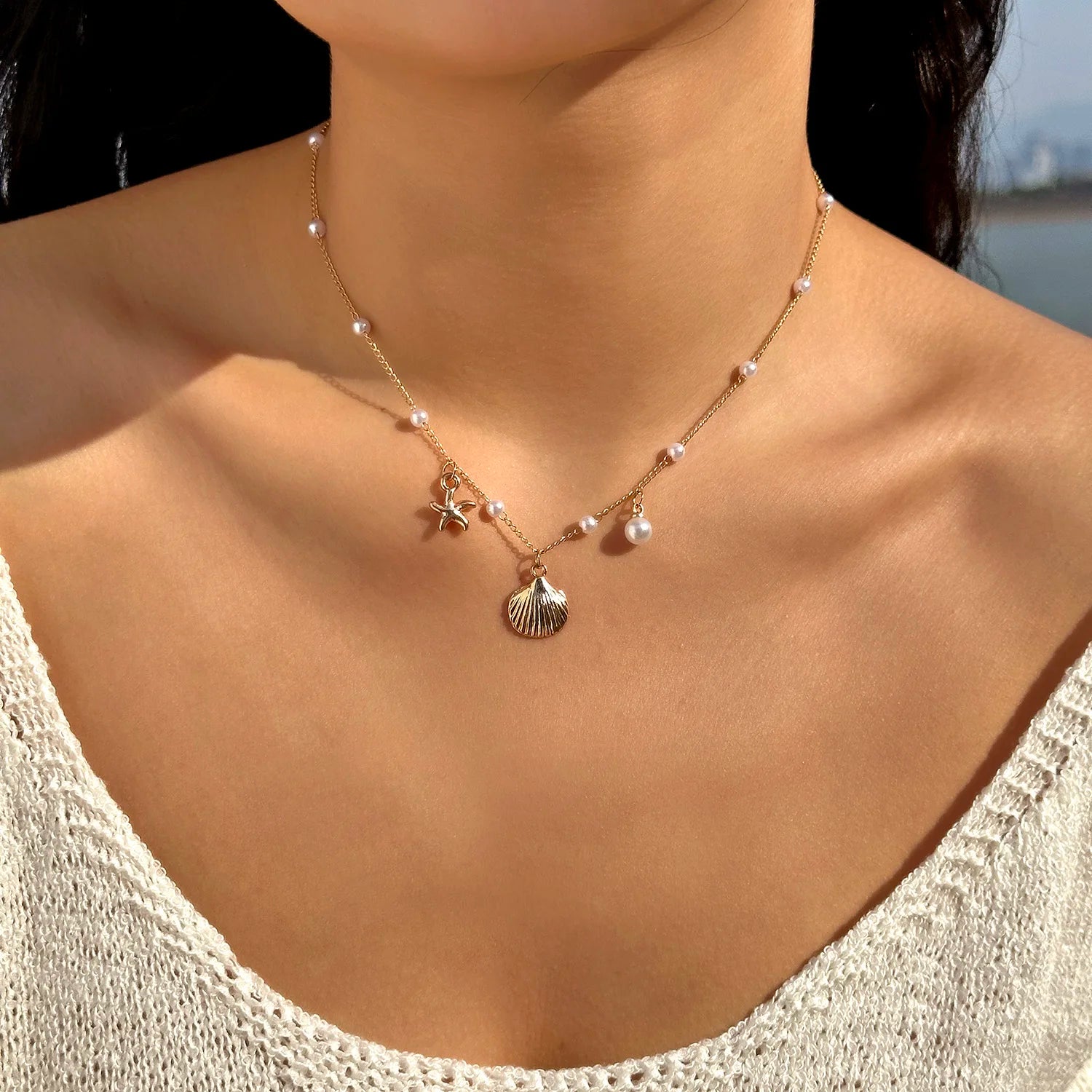 Fashion Gold Color Starfish Conch Turtle