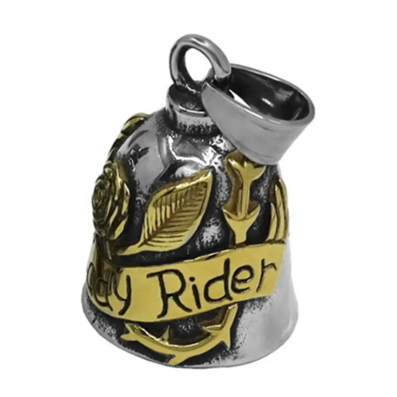 Rose Lady Rider Biker Bell Pendant
