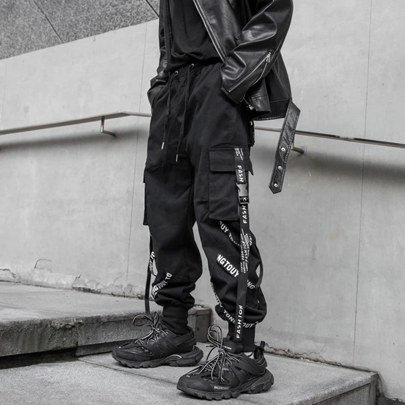 Harajuku Fashion Techwear Men's Cargo Pants Hip Hop Punk Male Clothing Streetwear Joggers High Street Holiday Casual Trousers