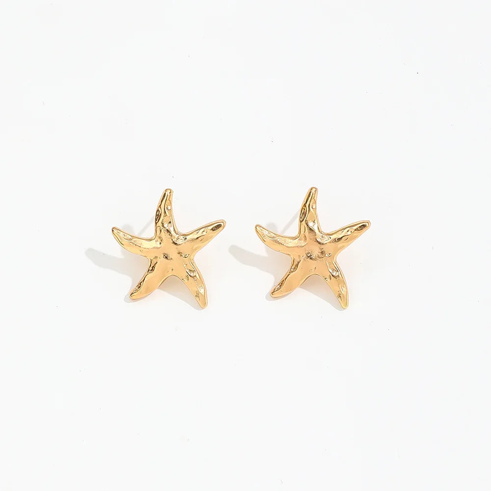 LATS Punk Metal Starfish Stud Earrings for