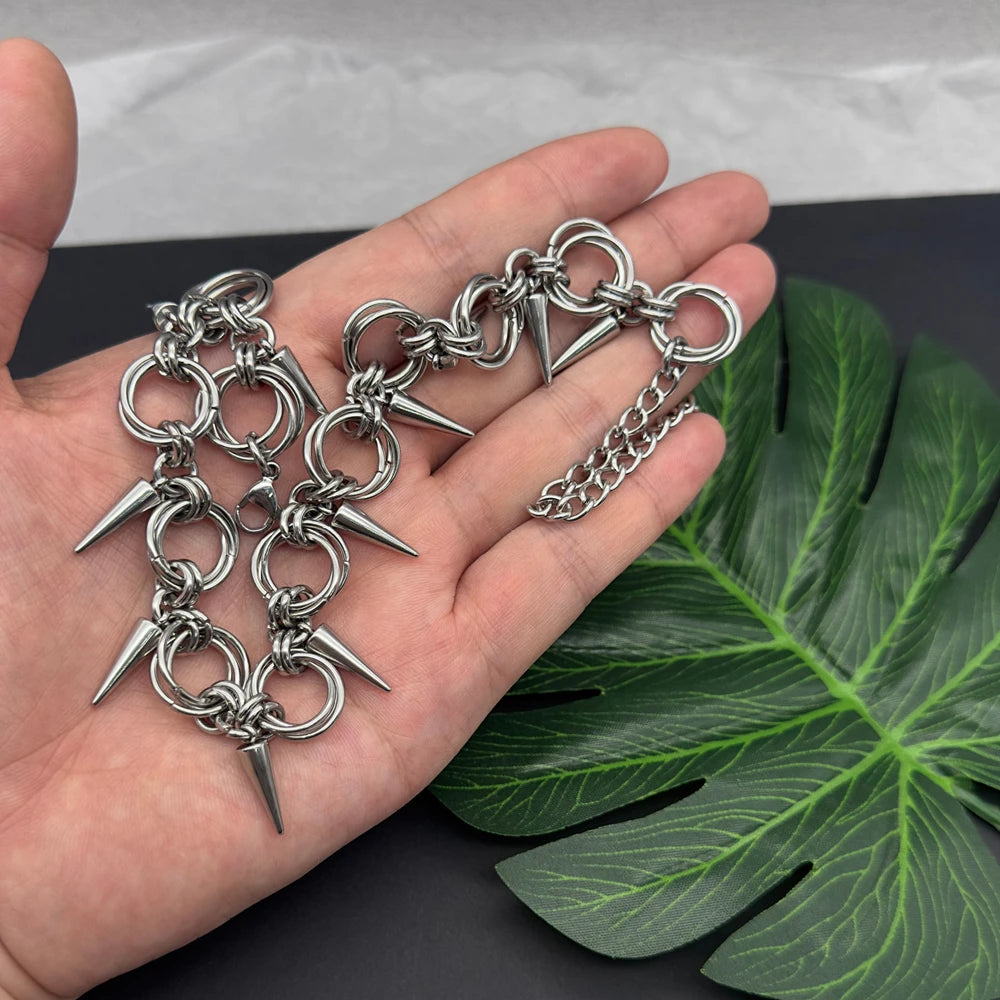 Goth Spiky Chainmail Choker Necklace