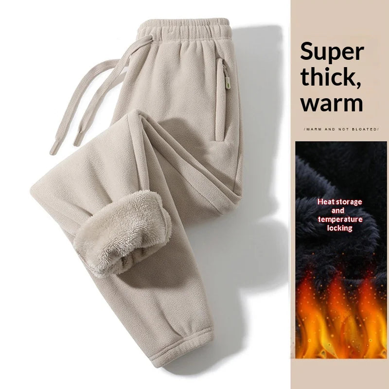 Men Trousers Double-sided Fleece Casual