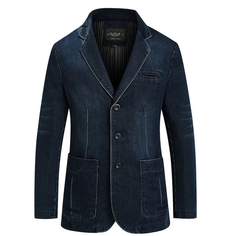 Men Denim Blazer Fashion Cotton Vintage
