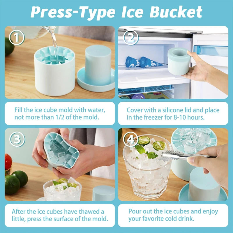 New Ice Cube Mold With Lid Silicone