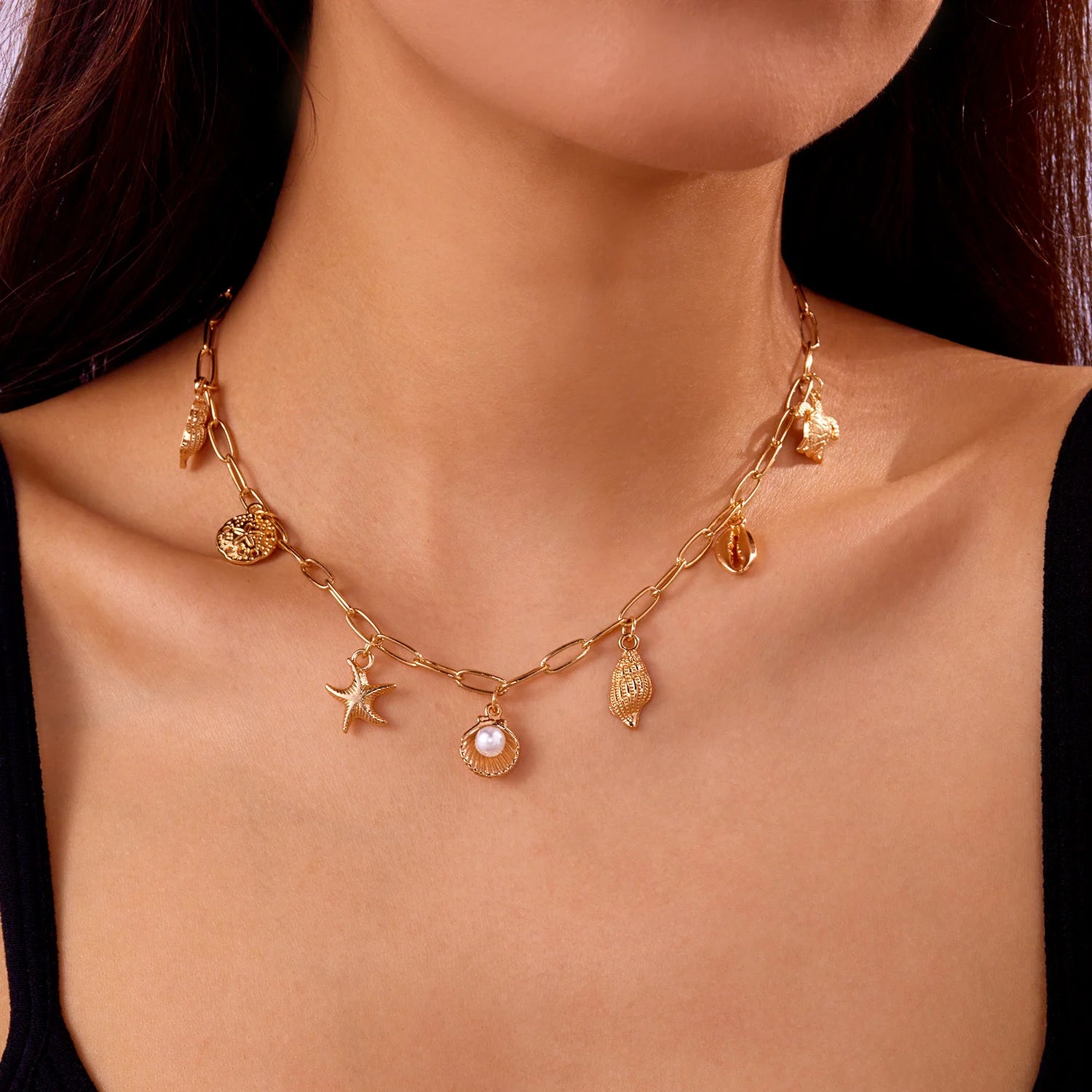 Fashion Gold Color Starfish Conch Turtle