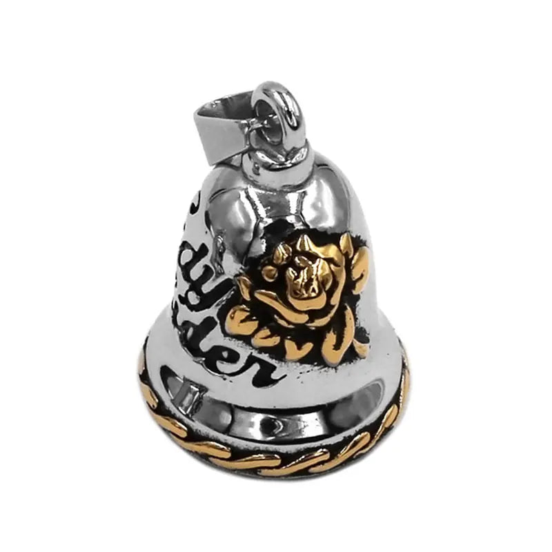 Rose Lady Rider Biker Bell Pendant