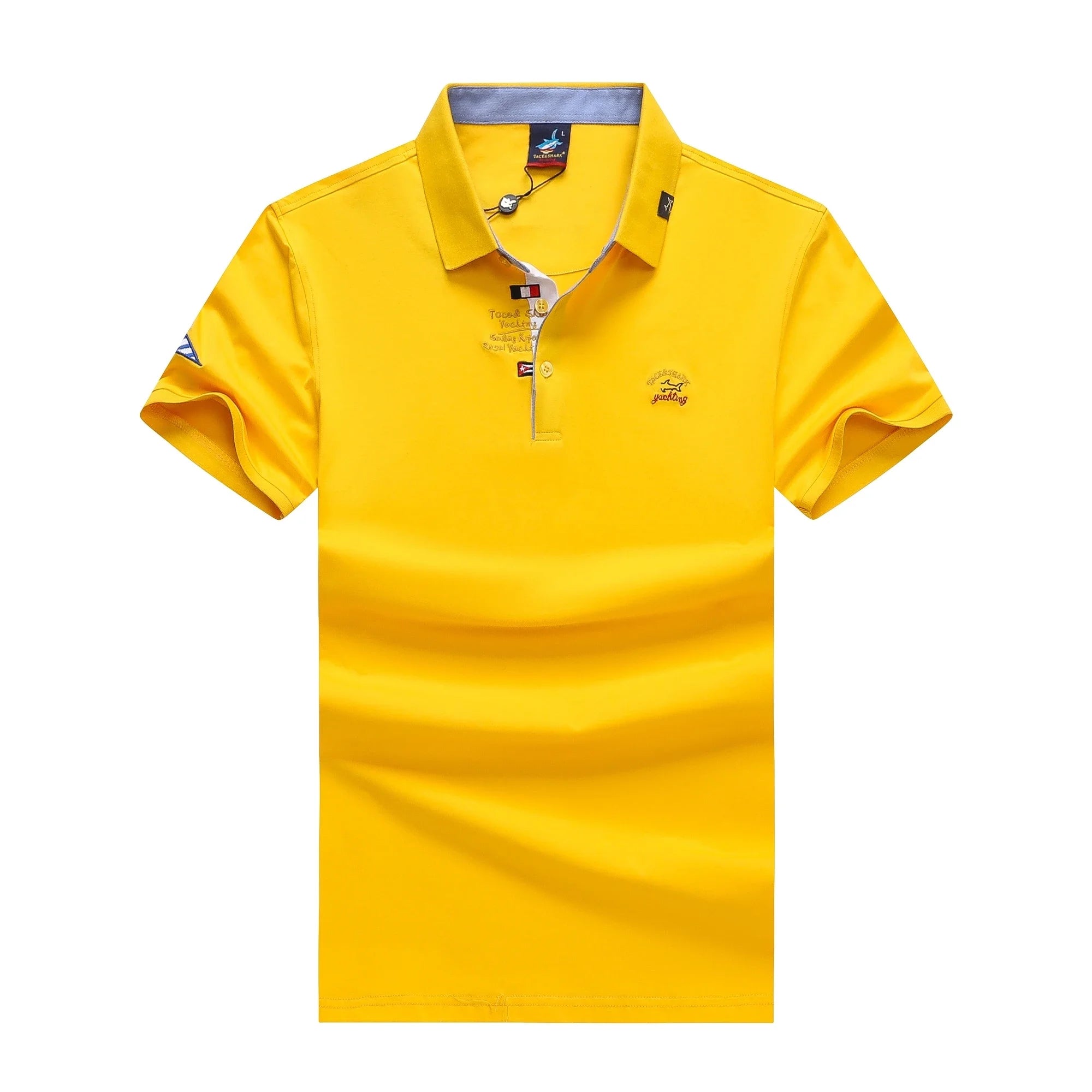 TACE&SHARK Brand Business Polo Shirt Men Summer Tops Solid Color Shark Polos Shirts for Male Military Fashion Casual Clothing