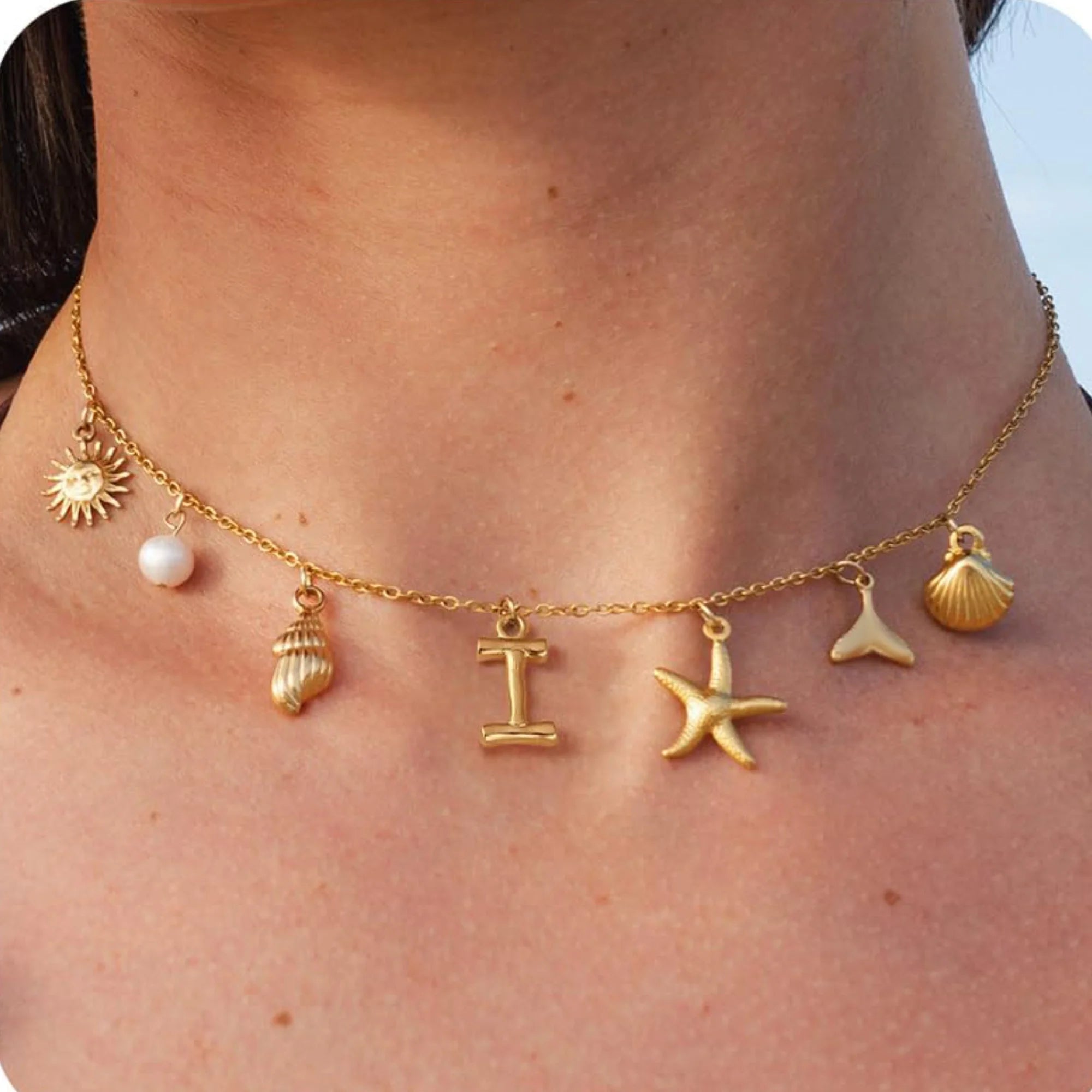 MHS.SUN Starfish Shell Initial Necklace