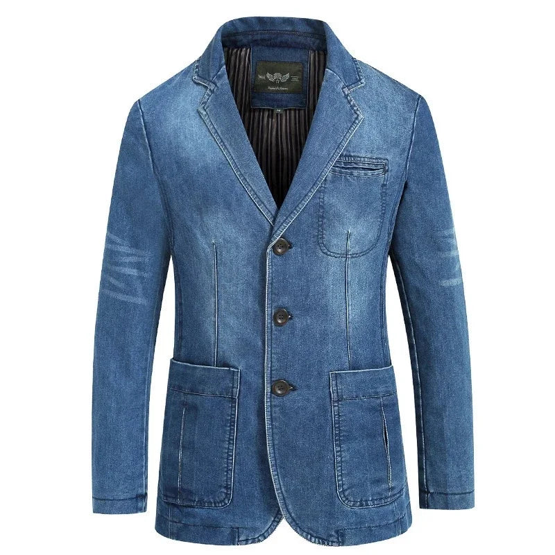 Men Denim Blazer Fashion Cotton Vintage