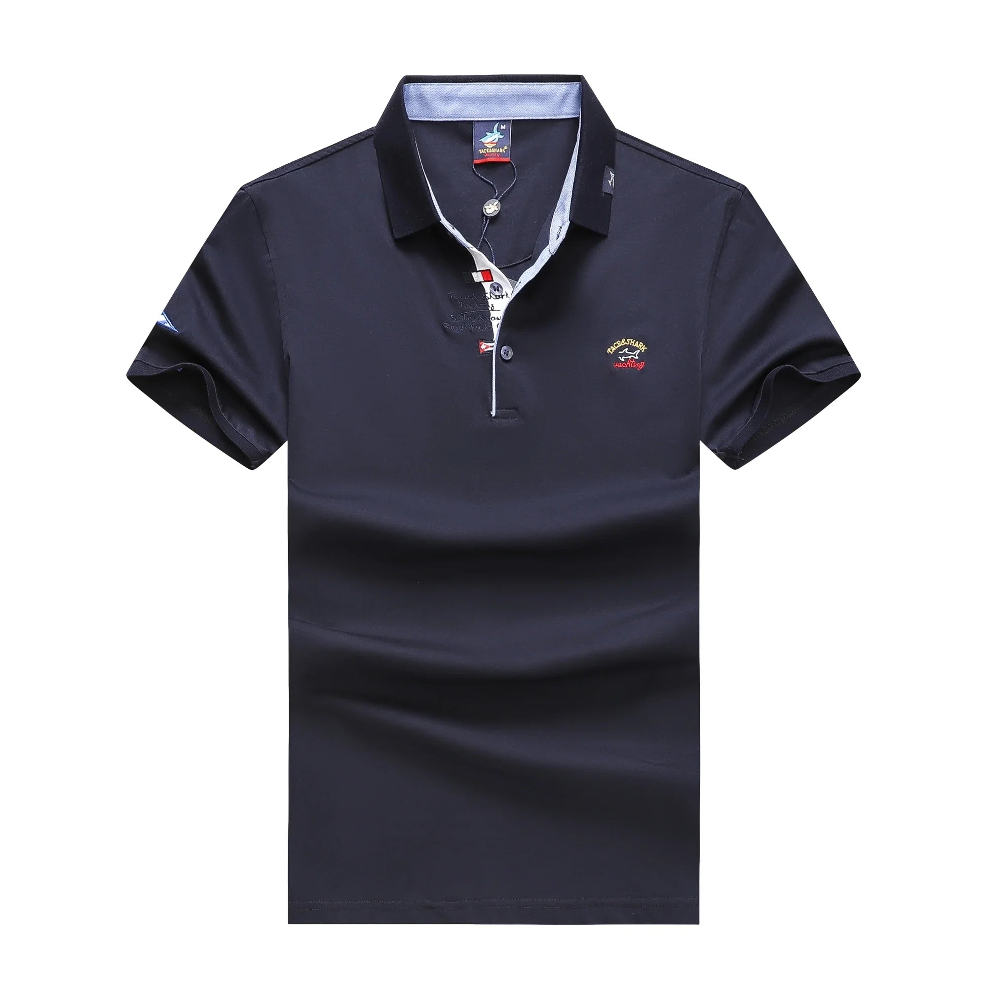 TACE&SHARK Brand Business Polo Shirt Men Summer Tops Solid Color Shark Polos Shirts for Male Military Fashion Casual Clothing