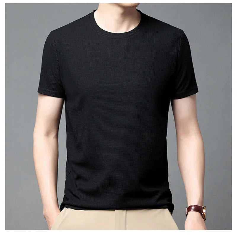 Men Fashion Waffle t-Shirt Round Neck