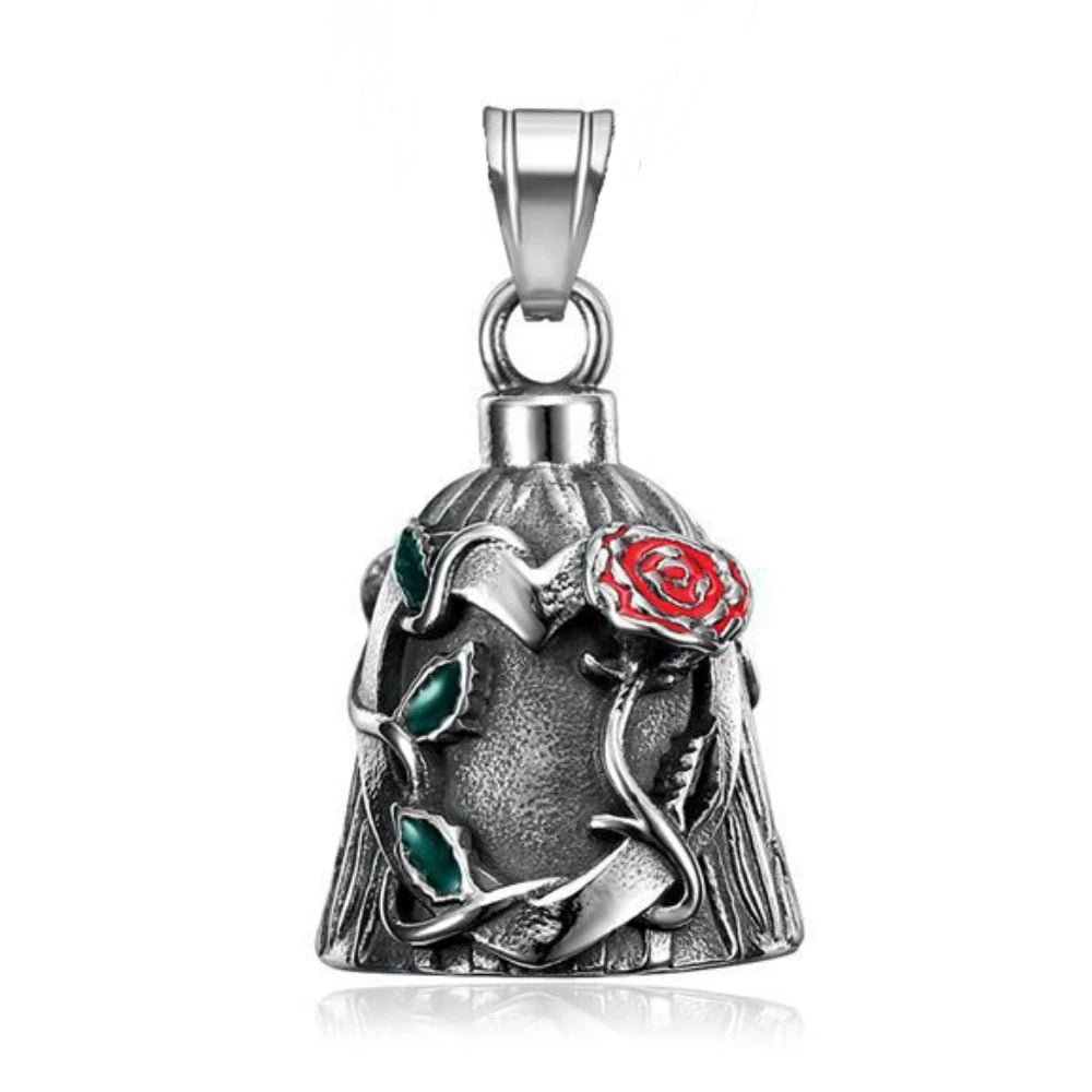 Rose Lady Rider Biker Bell Pendant