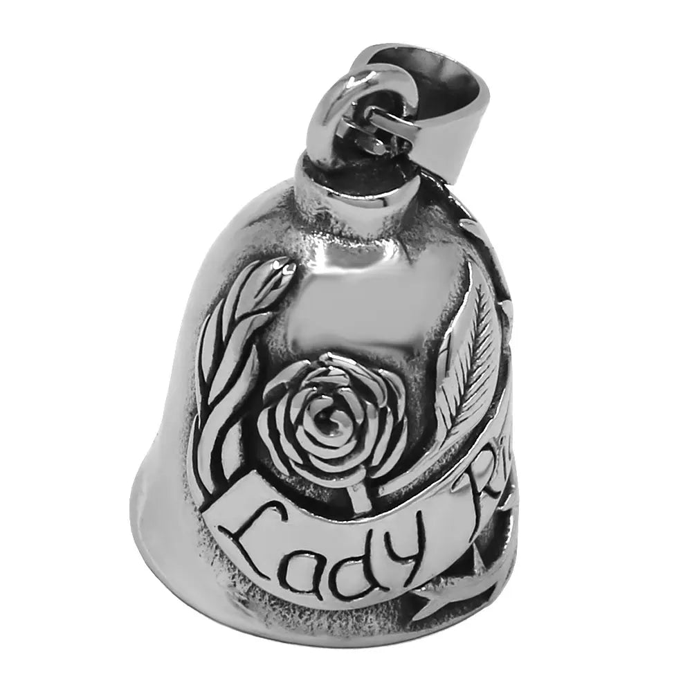 Rose Lady Rider Biker Bell Pendant