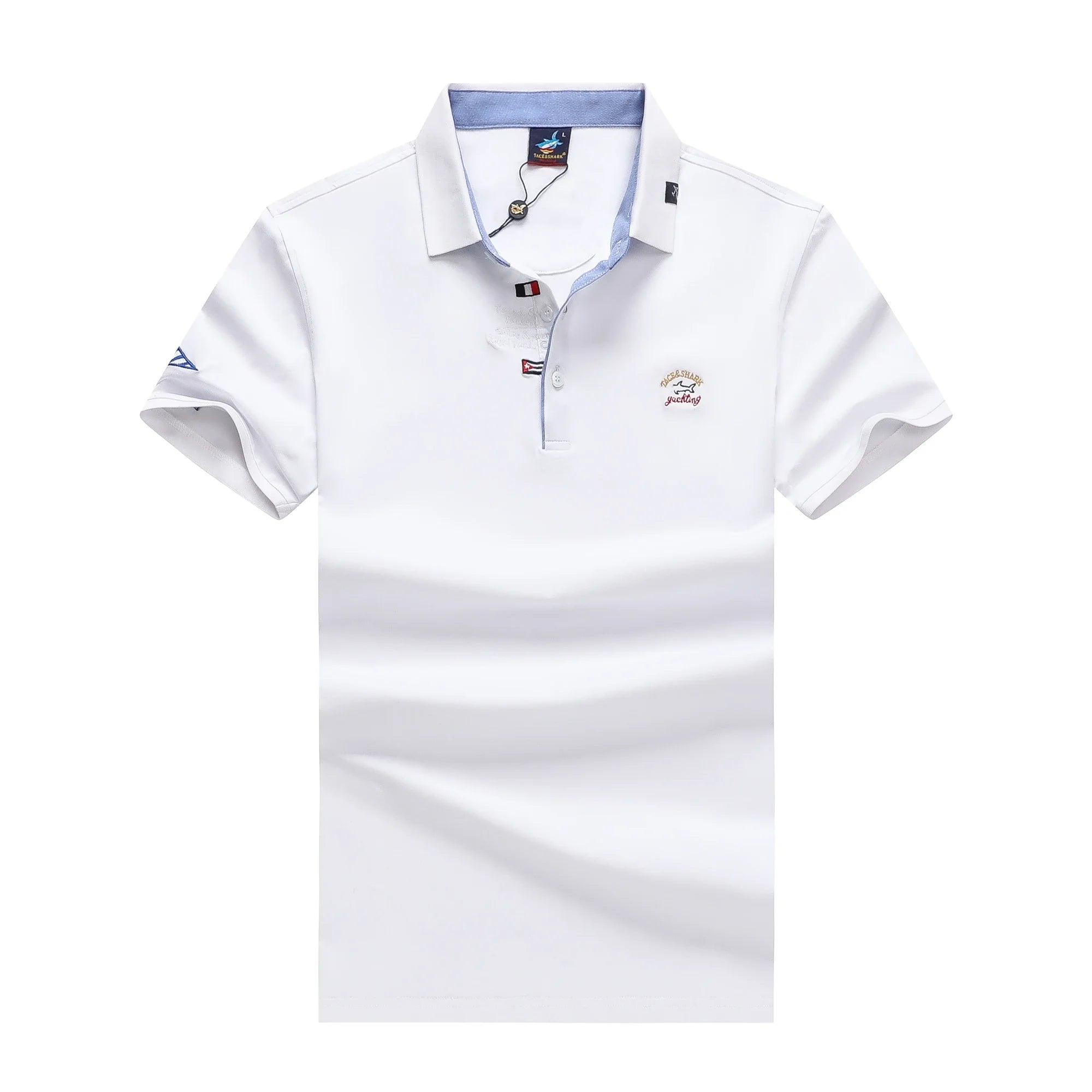 TACE&SHARK Brand Business Polo Shirt Men Summer Tops Solid Color Shark Polos Shirts for Male Military Fashion Casual Clothing