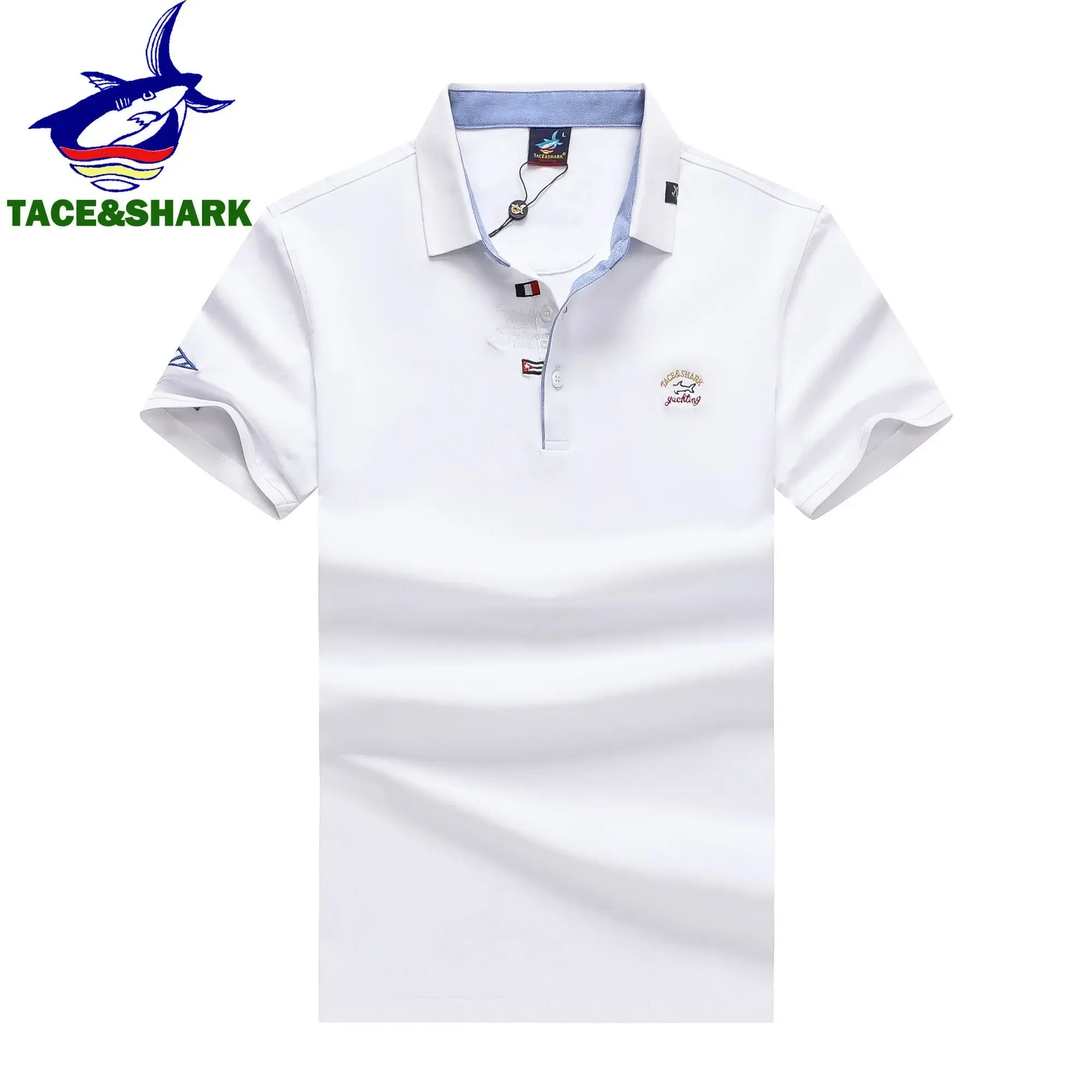TACE&SHARK Brand Business Polo Shirt Men Summer Tops Solid Color Shark Polos Shirts for Male Military Fashion Casual Clothing