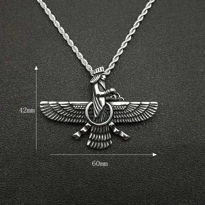 Vintage Punk Style Iran Faravahar Ahura