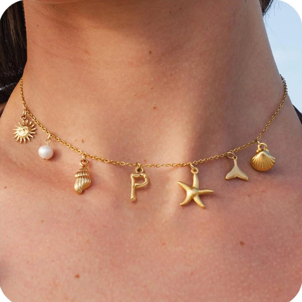 MHS.SUN Starfish Shell Initial Necklace