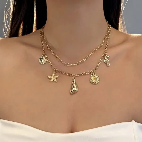 Fashion Gold Color Starfish Conch Turtle