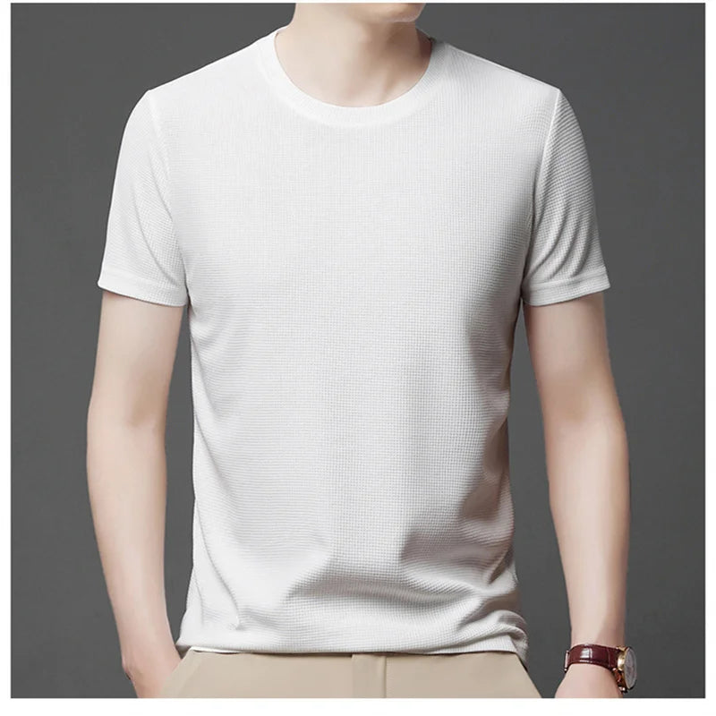 Men Fashion Waffle t-Shirt Round Neck