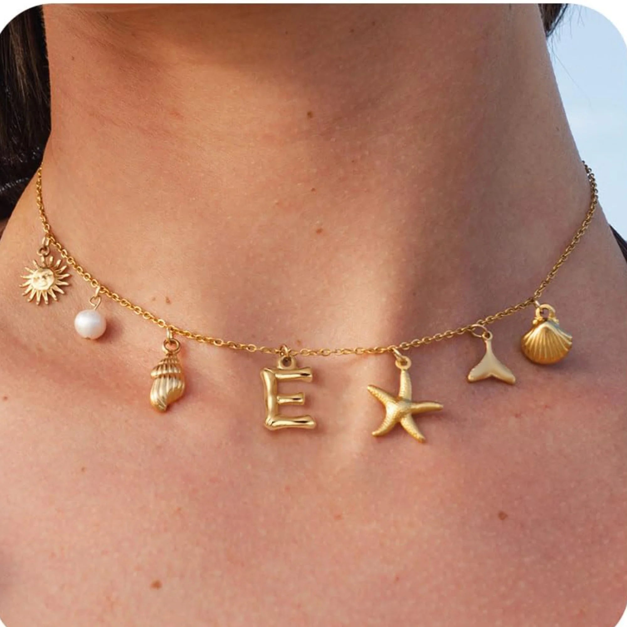 MHS.SUN Starfish Shell Initial Necklace