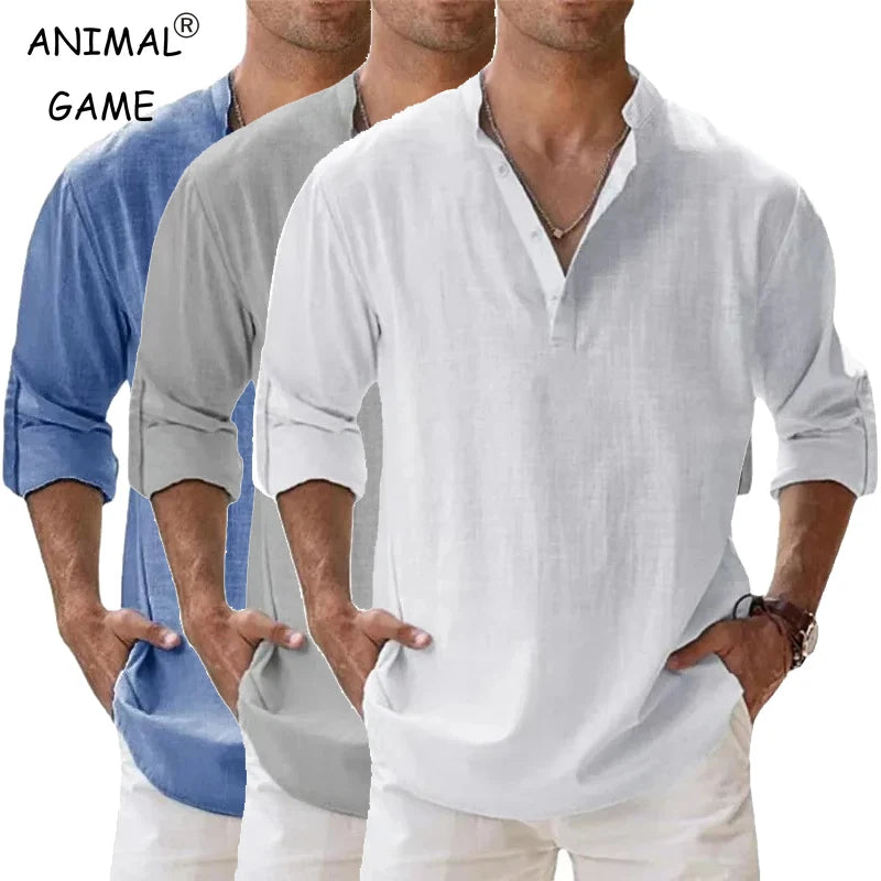 Streetwear Men Lightweight Shirts Long