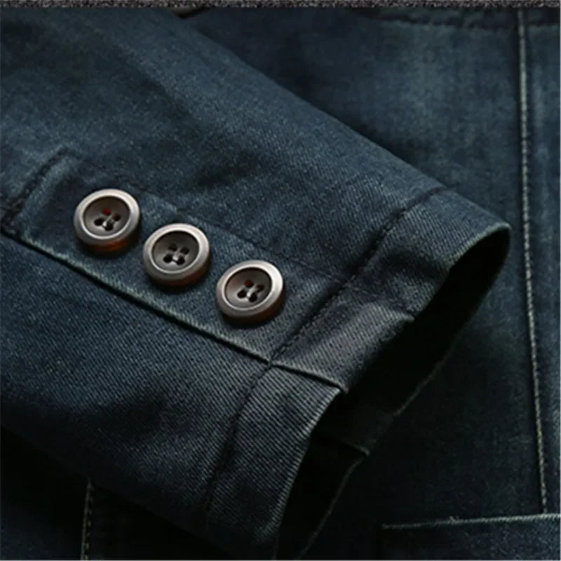 Men Denim Blazer Fashion Cotton Vintage