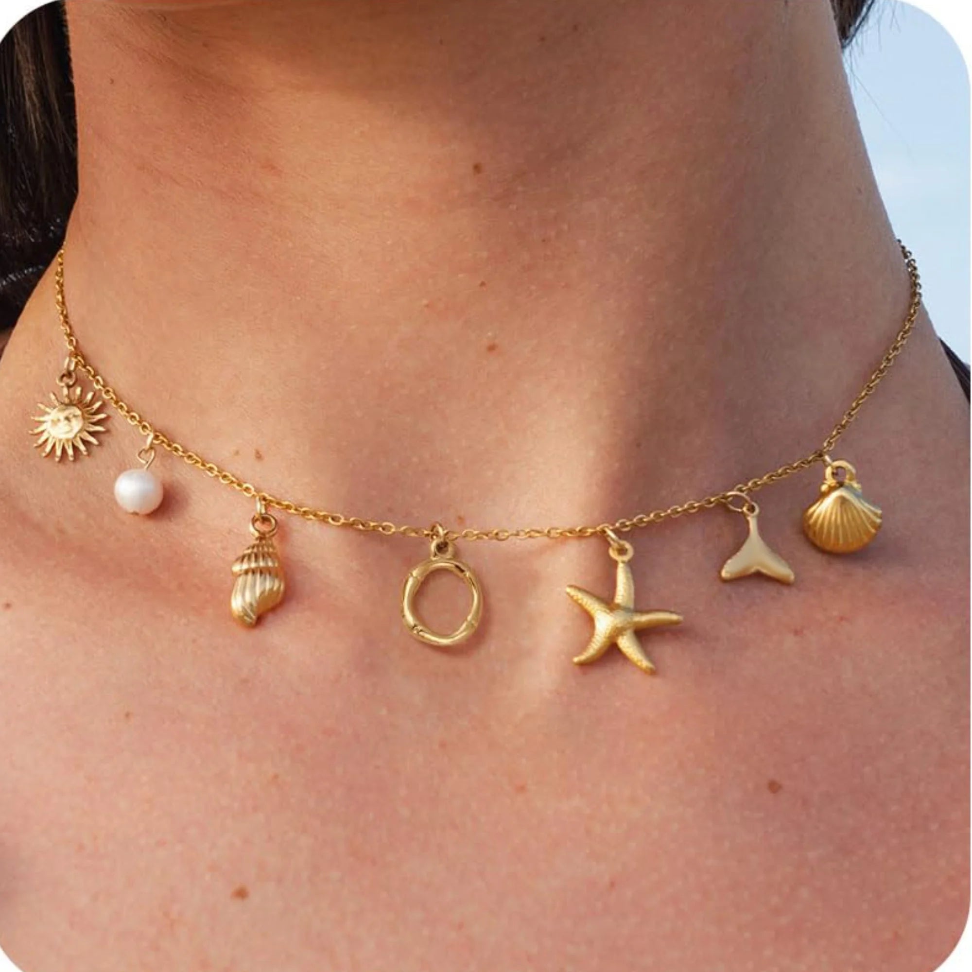 MHS.SUN Starfish Shell Initial Necklace