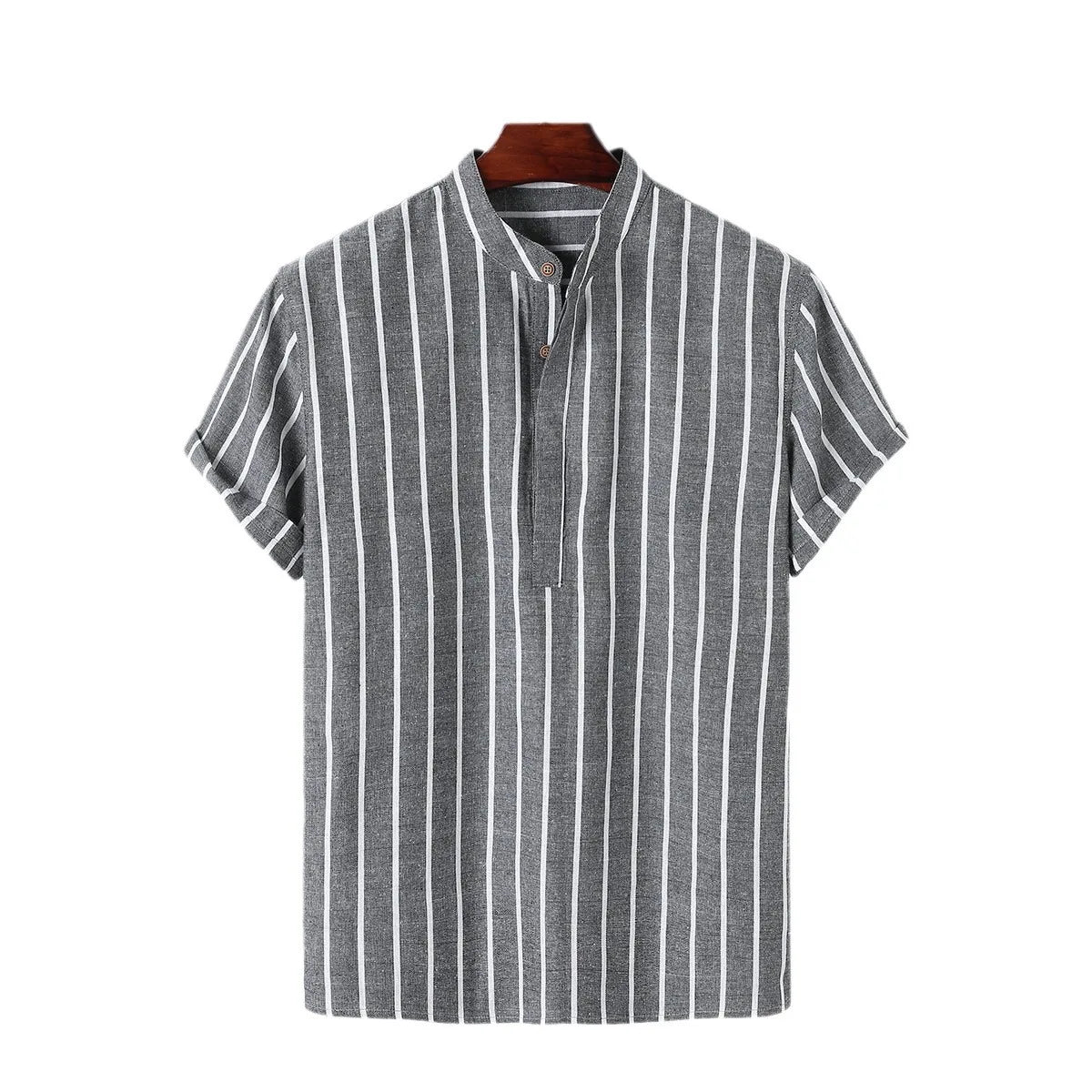 Men Fashion Striped Shirt Short Sleeve