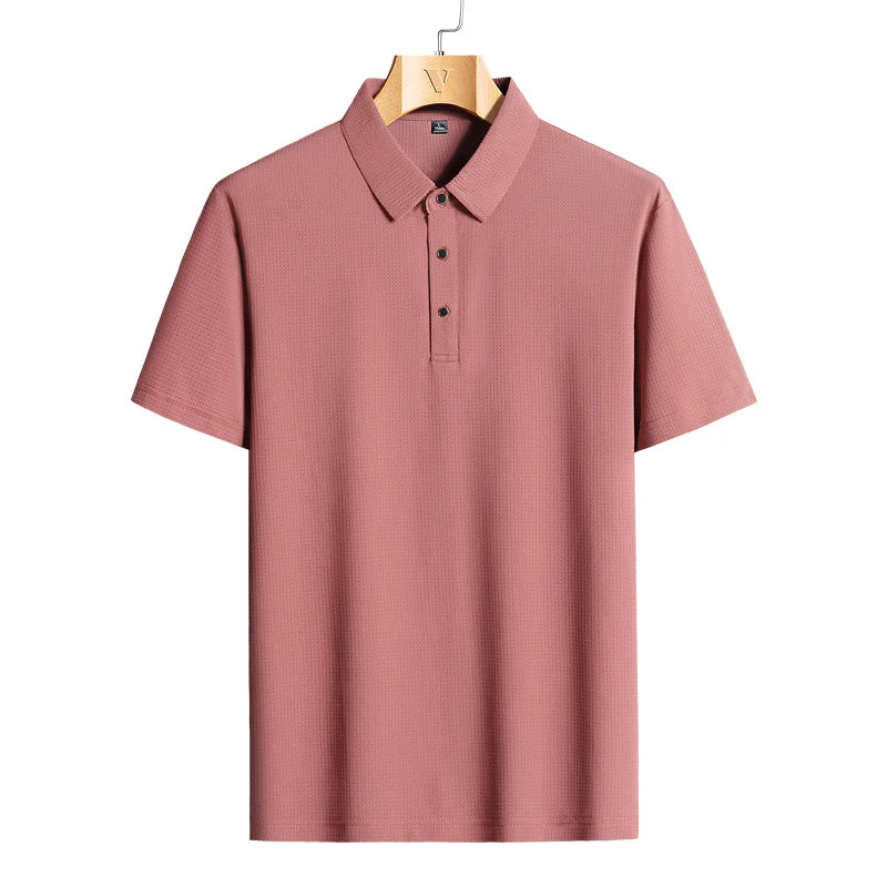 M-9XL Summer Polo Shirt Men New Breathable Mesh Ice Silk Quick-drying Short-sleeved T-shirt Elastic Sports Tops Men Clothing