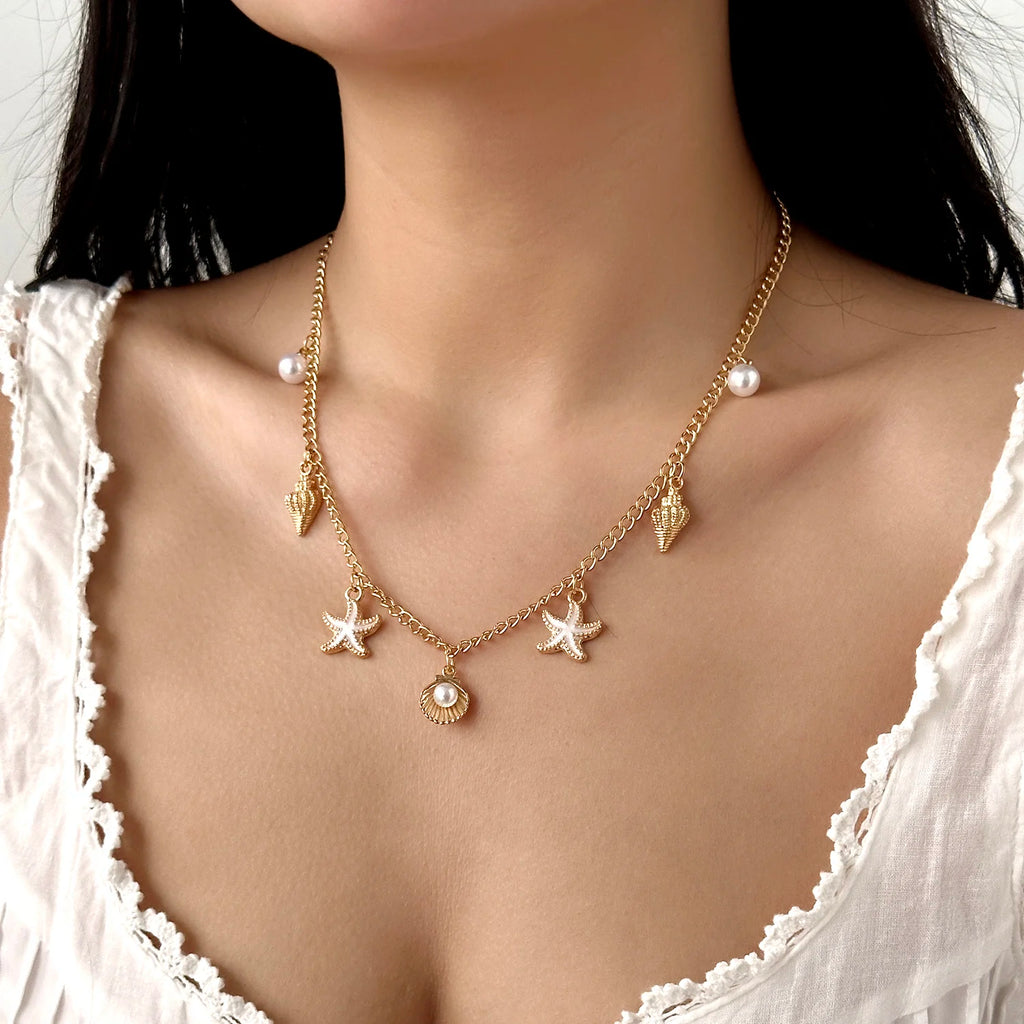 Fashion Gold Color Starfish Conch Turtle