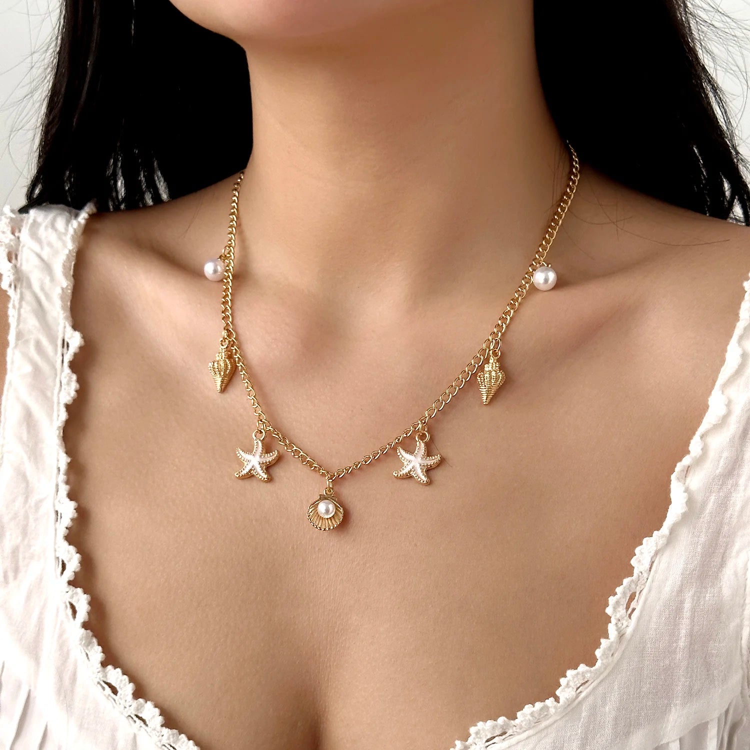 Fashion Gold Color Starfish Conch Turtle