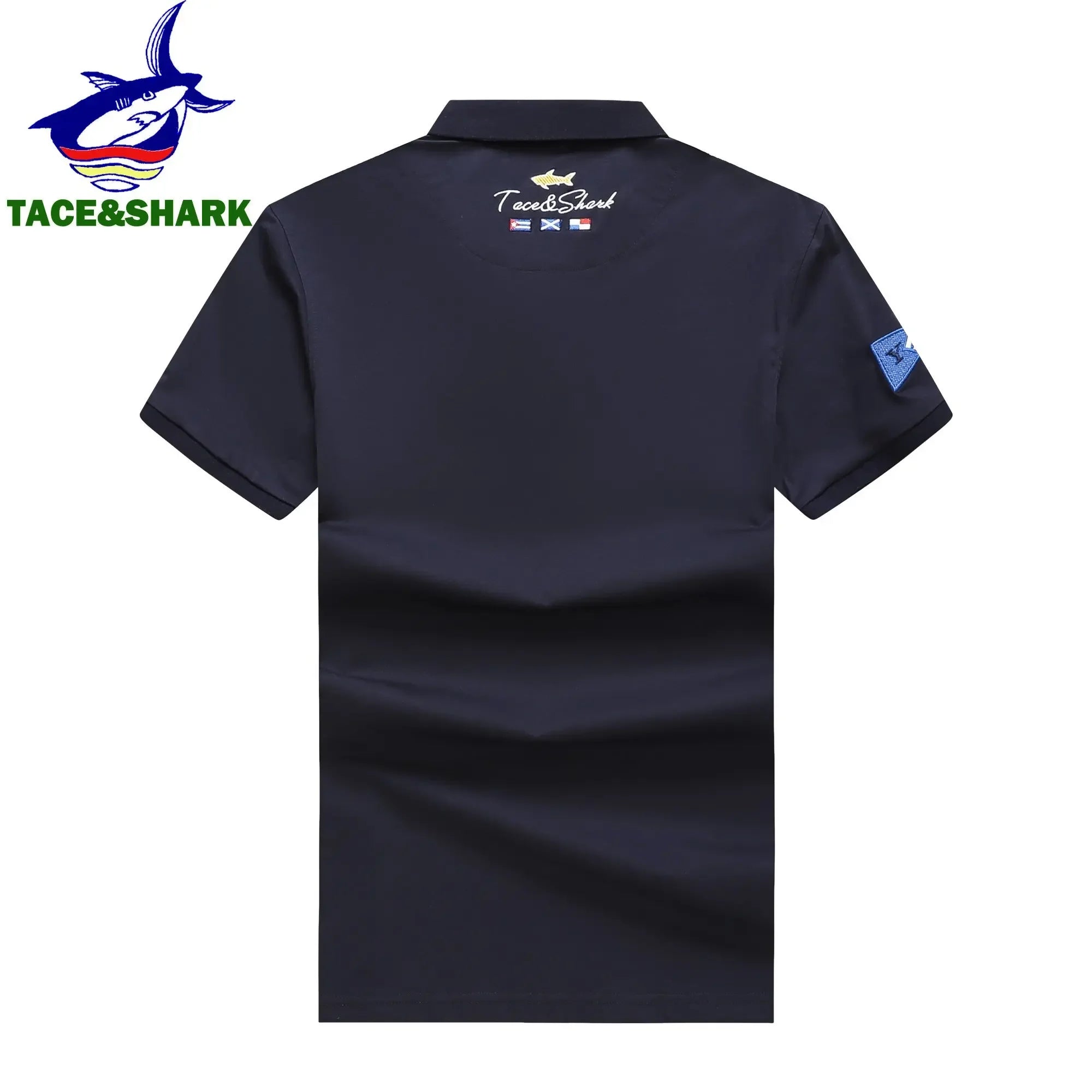 TACE&SHARK Brand Business Polo Shirt Men Summer Tops Solid Color Shark Polos Shirts for Male Military Fashion Casual Clothing