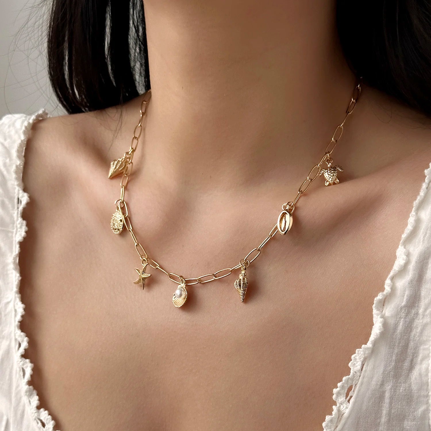 Fashion Gold Color Starfish Conch Turtle