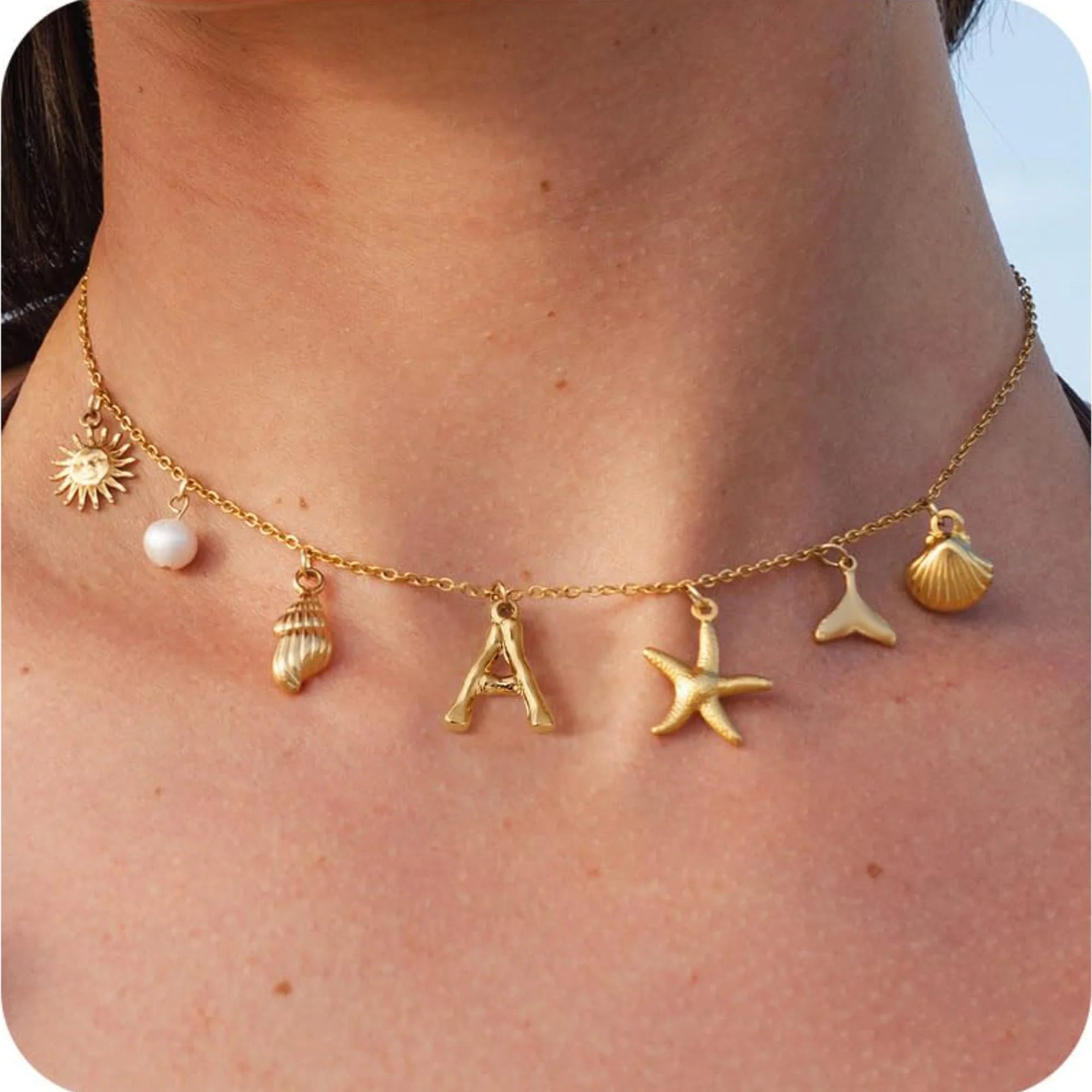 MHS.SUN Starfish Shell Initial Necklace
