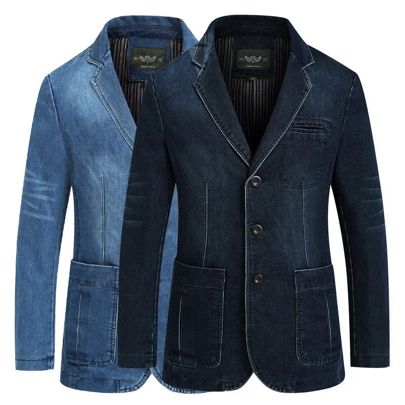 Men Denim Blazer Fashion Cotton Vintage