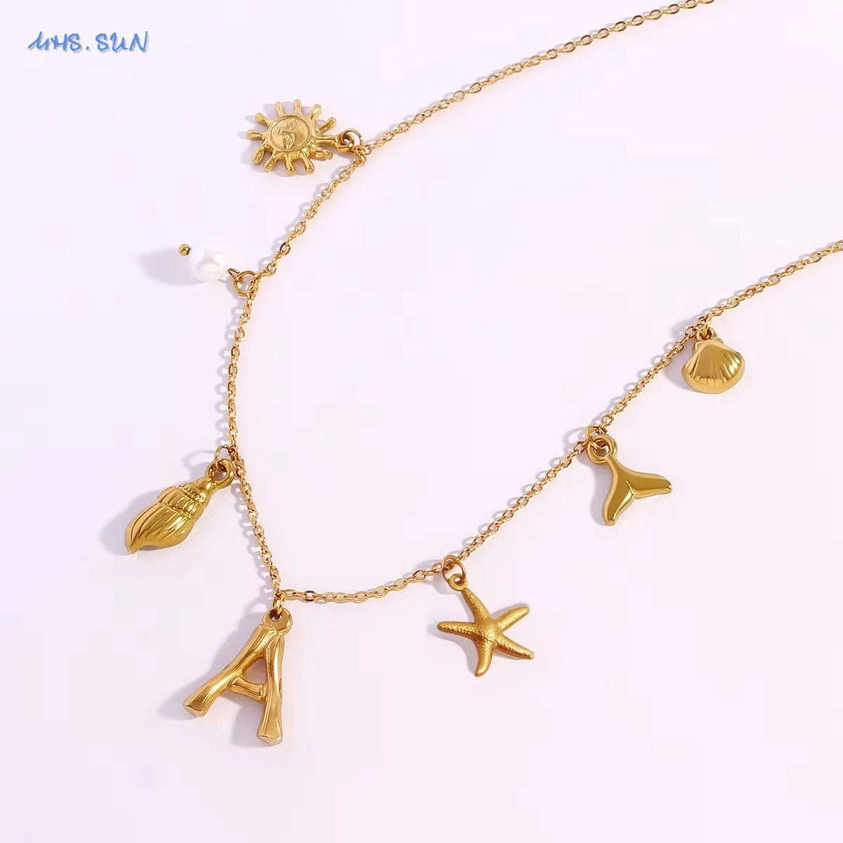 MHS.SUN Starfish Shell Initial Necklace