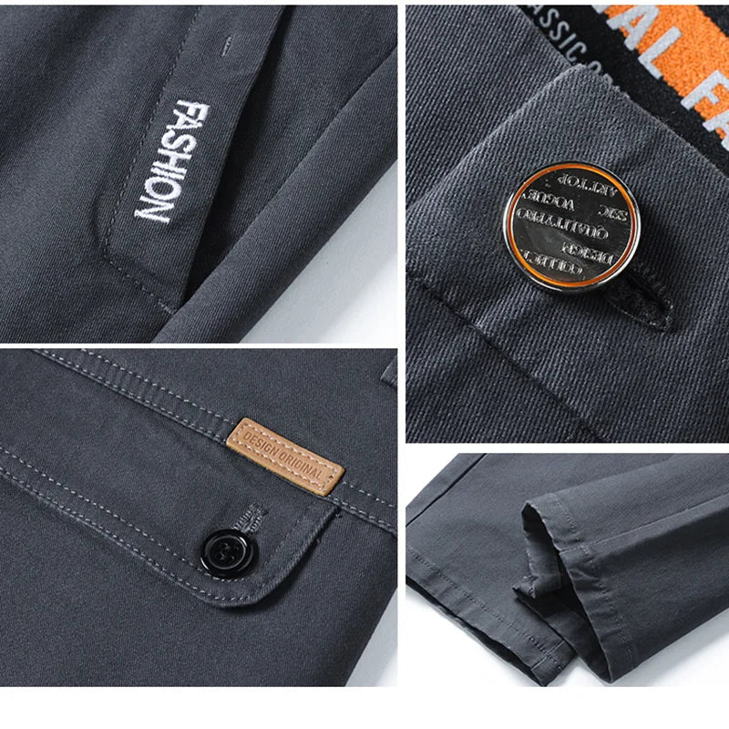 Casual Men's 98%Cotton Gray Khaki Work Wear Pants Korean Male Y2k Brand Clothing Jogger Cargo Trousers Plus Size Business Pants