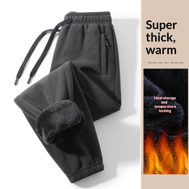 Men Trousers Double-sided Fleece Casual