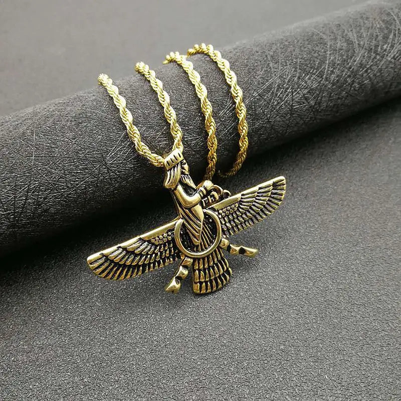Vintage Punk Style Iran Faravahar Ahura