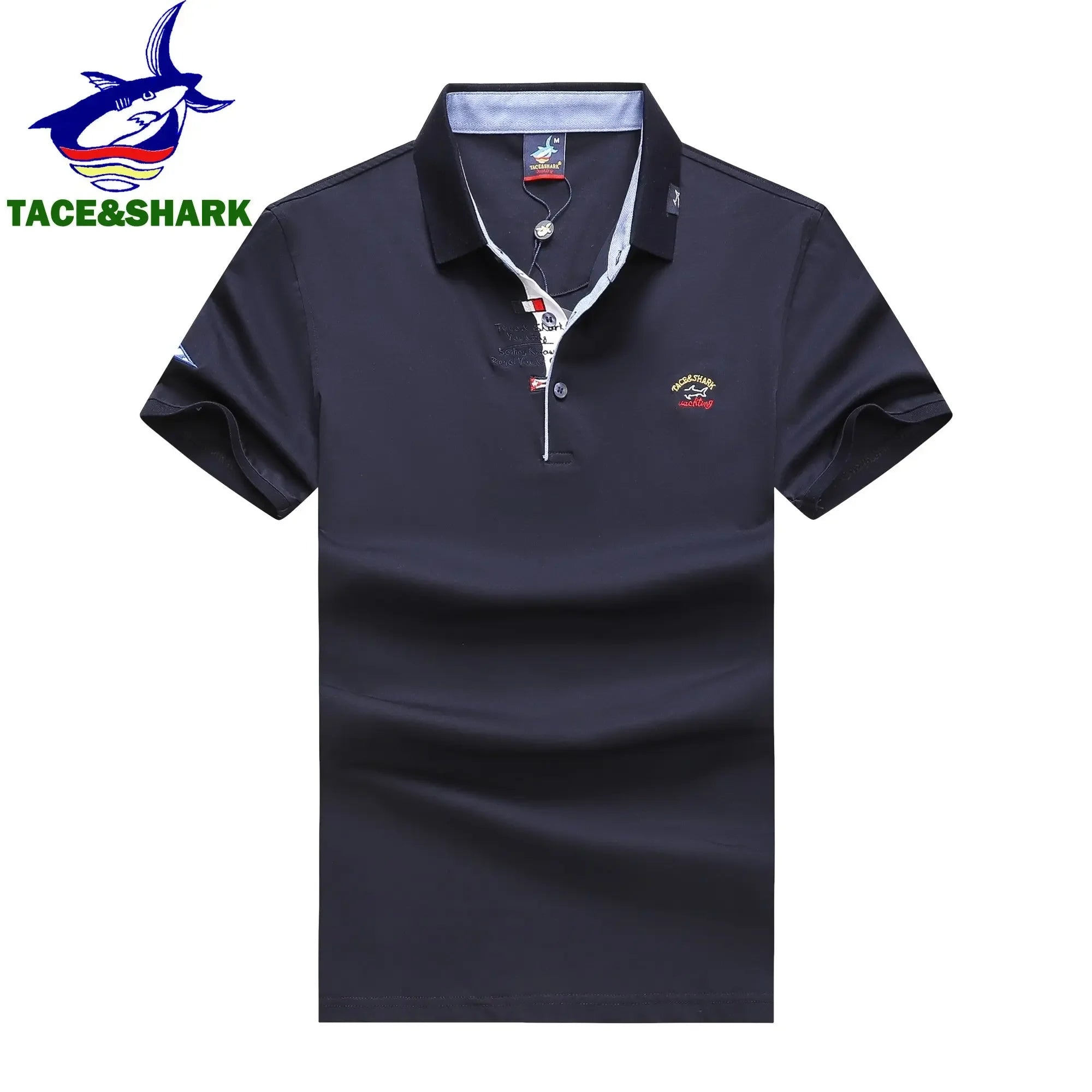 TACE&SHARK Brand Business Polo Shirt Men Summer Tops Solid Color Shark Polos Shirts for Male Military Fashion Casual Clothing