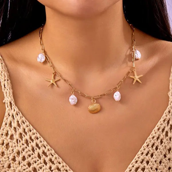 Fashion Gold Color Starfish Conch Turtle