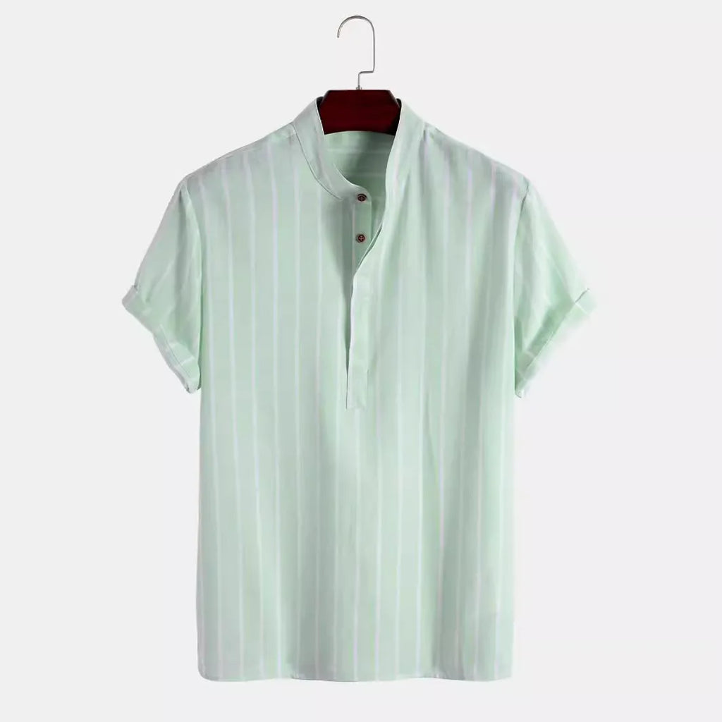 Men Fashion Striped Shirt Short Sleeve