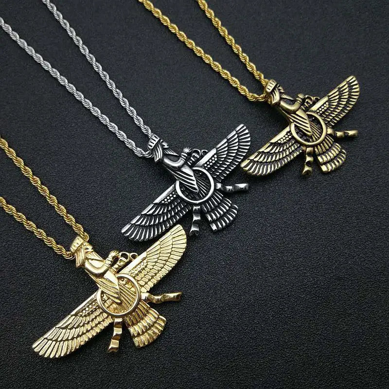Vintage Punk Style Iran Faravahar Ahura