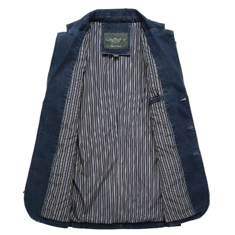 Men Denim Blazer Fashion Cotton Vintage