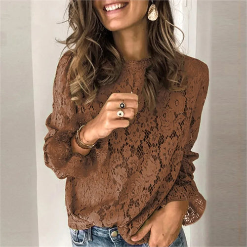 Elegant Blouses Women Fall Solid Color