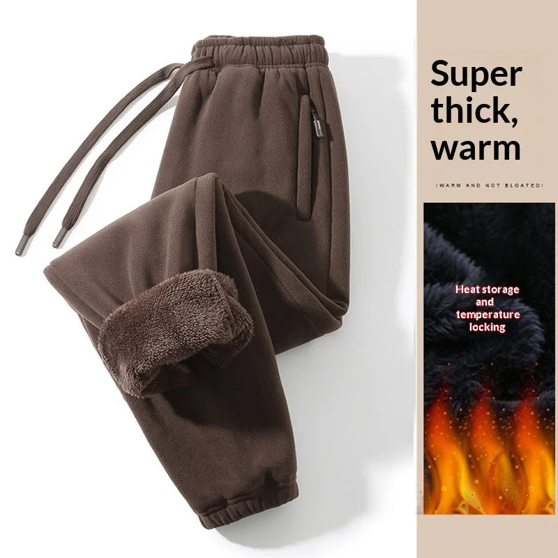 Men Trousers Double-sided Fleece Casual