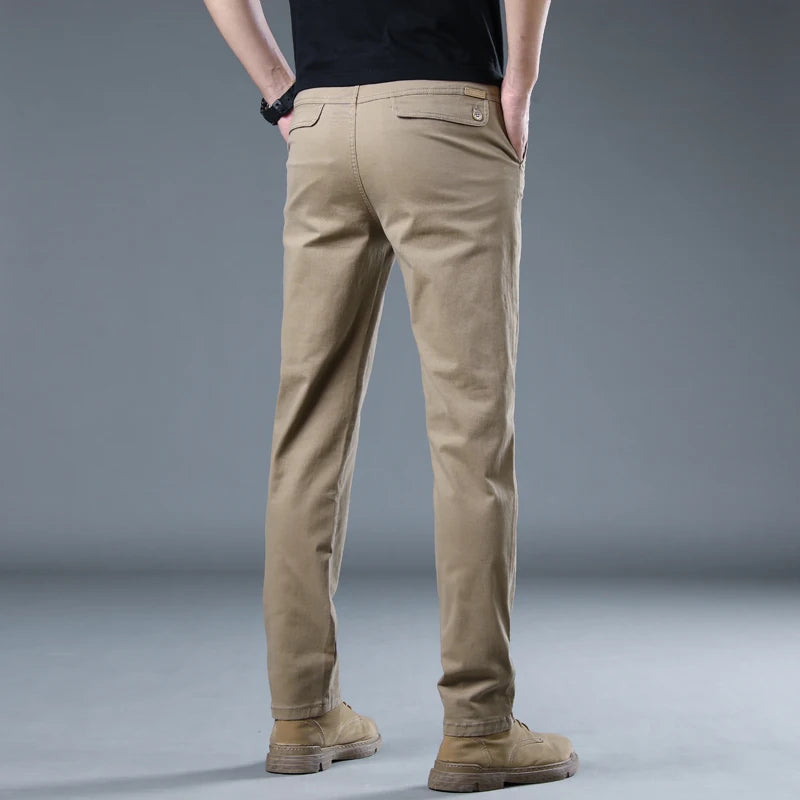 Casual Men's 98%Cotton Gray Khaki Work Wear Pants Korean Male Y2k Brand Clothing Jogger Cargo Trousers Plus Size Business Pants