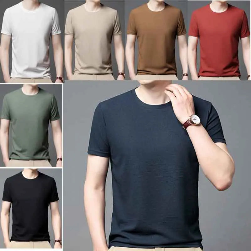 Men Fashion Waffle t-Shirt Round Neck
