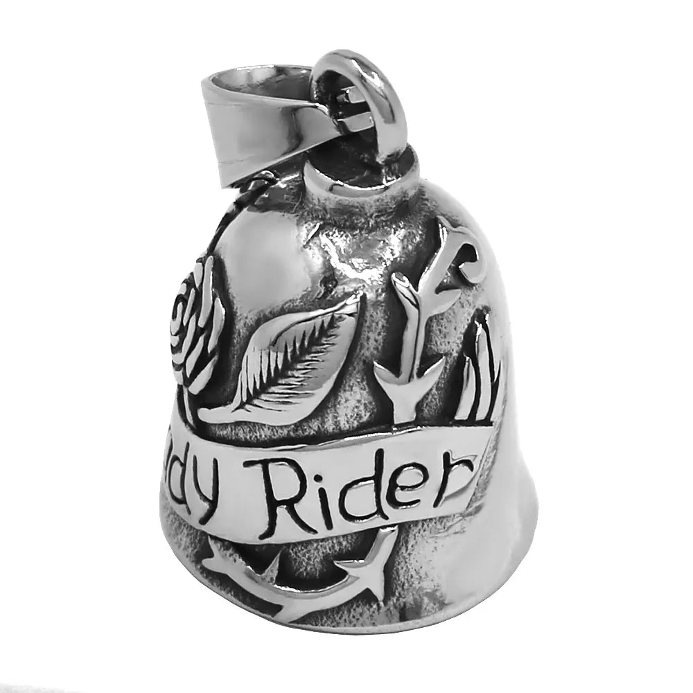Rose Lady Rider Biker Bell Pendant